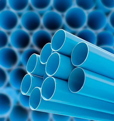 Blue PVC plastic pipes